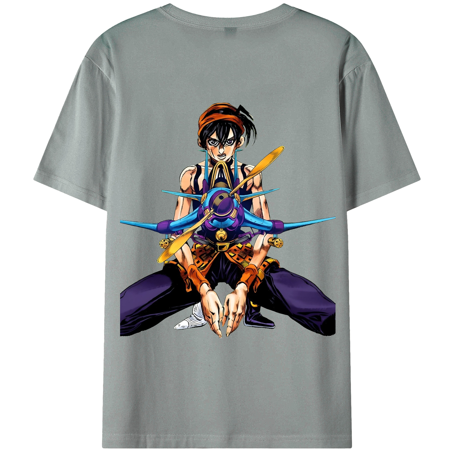 （画像用） ジョジョの奇妙な冒険 ナランチャ?ギルガ JoJo's Bizarre Adventure Narancia Ghirga 綿100％ メンズ半袖Tシャツ（バックプリント） 通気性